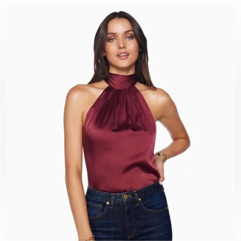Ramy Brook Silk Burgundy Halter Top NWT Women Size Small